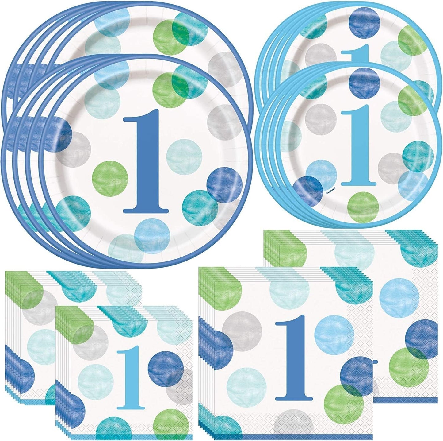 Blue Boy Dot Baby Shower Party Supplies and Decorations